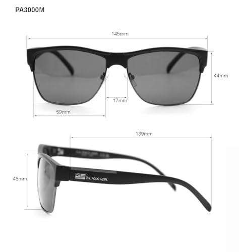 Image of U.S. POLO ASSN. mens Pa3000 Vintage Metal Rectangular Polarized Sunglasses With Uv400 Protection, Sport Sunglasses for Men Rectangular Sunglasses
