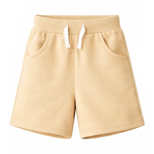 Image of HILEELANG Boys Sweat Shorts 3 Pack, French Terry Cotton Pull On Shorts with Pockets for Toddler Little Boys 2-7Y