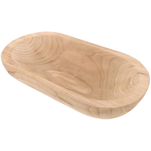 TOPPERFUN Cuenco Decorativo de Madera Natural para Centro de Mesa Cuenco Grande Rústico para Decoración del Hogar para Pan y Velas Color Original Diseño Artesanal