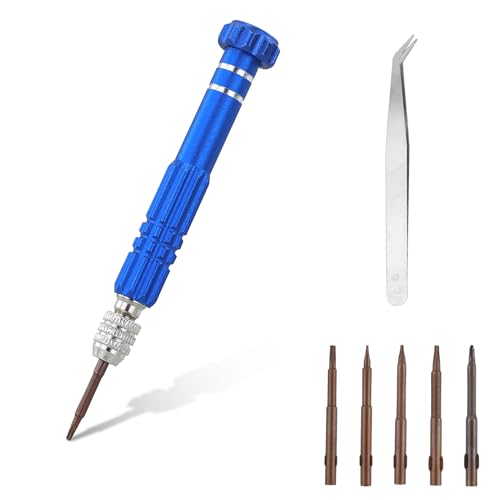 Mini tournevis 5 en 1 bleu - Petit tournevis fin multifonction de précision - Réparation de lunettes - Kit d'outils pour montre électronique, lunettes,...