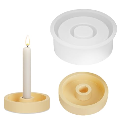 bssmmai Silikonform Kerzenhalter, 3D Gießform Kerzenhalter DIY Kerzenformen Rund für Wohndekoration Kunst Dekoration