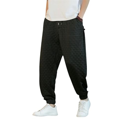 Pantalon pour homme Automne à carreaux style chinois et boutons grenouille