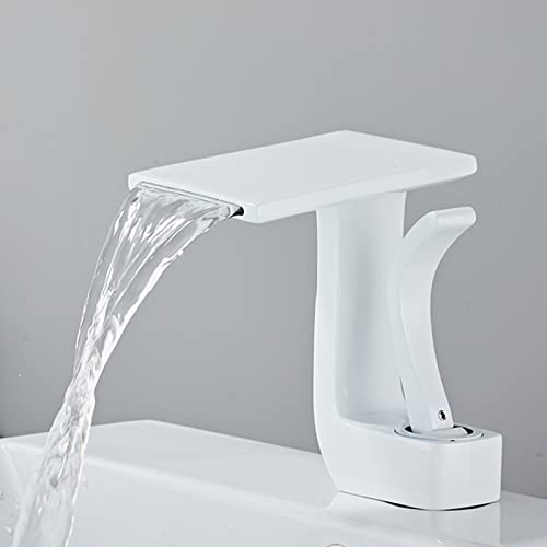 Grifería de cascada para lavabo monomando de agua fría y caliente en latón