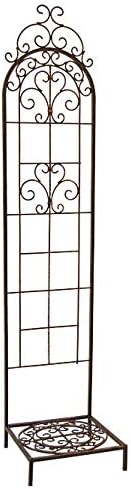 Panacea 84451 Rustica Italia Pot Trellis with Base – Set of 4, Rubbed Bronze – Decorative Steel Trellises with Scroll Design for Potted Plants – Indoor/Outdoor Vertical Plant Supports, 60" Tall