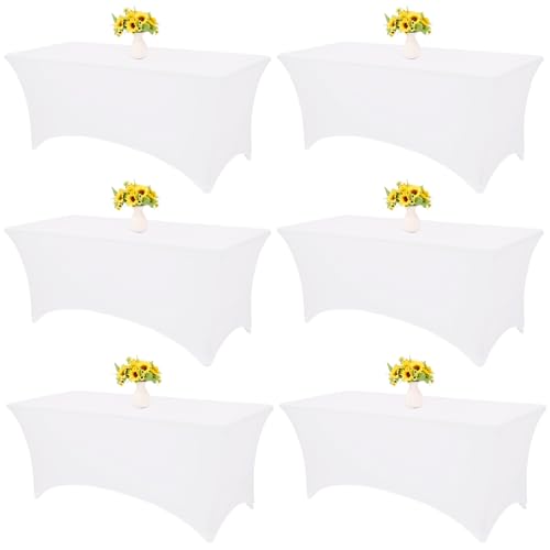 HAISIWLKJ 6 Pack Table Cloth 6ft White Tablecloths for Rectangle