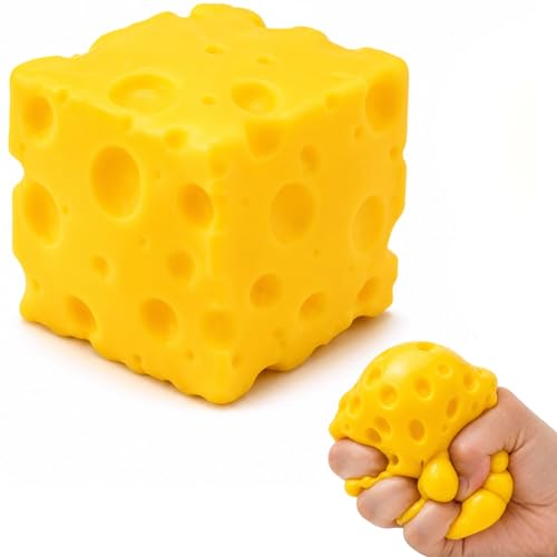 AYEBIA Squishy Swiss Cheese Stress Relief Toy 6cm Soft Slow Rising Fidget Sensory Squeeze Ball for Adults Kids Anxiety ADHD Autism Office Desk Toy Cute Yellow Cheese Gift (1 Pack)