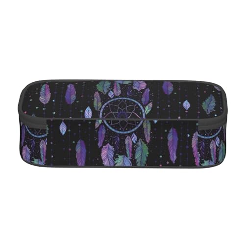 Image of Dreamcatcher With Colorful Vibrant Feathers Large Pencil Case, Pencil Pouch With Zipper Compartments Stationery Pencil Bag For Kids Teens Students School Supplies
