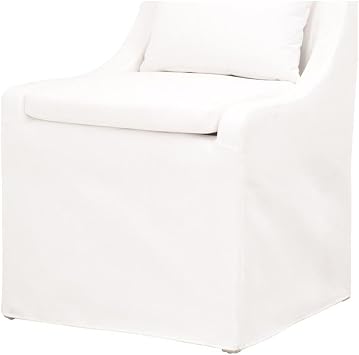 Pemberly Row Modern Dining Chair, 19" Seat Height, Fabric Upholstery, Solid Ash Wood Frame, LiveSmart Peyton-Pearl White Finish, Set of 2, Removable Slipcover and Cushions, Elegant Design for Casual