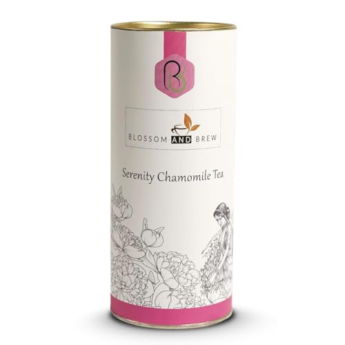 Image of Blossom & Brew Serenity Chamomile Tea - Soothing Dried Chamomile Flowers - Premium Herbal Infusion with Naturally Caffeine-Free Floral Notes- Handpicked Indian Aromatic Blend (3.52oz)