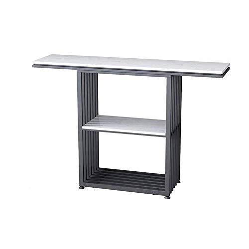 Mesa de Consola Mesas auxiliares Mesa auxiliar de mármol de 2 niveles, soporte de exhibición ocasional, consola rectangular, mesa de entrada con estante de almacenamiento para sala de estar y entrad