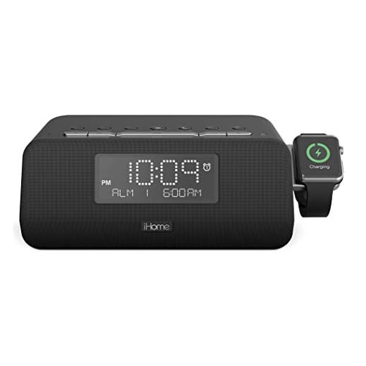 iHome IWBT5 Bluetooth Alarm Clock FM Stereo Radio, Apple Watch Charging, Dual USB Charging Ports, Speakerphone, and Dual Alarm Bedside Desk Clock