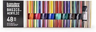Liquitex 3699395 Basics farba akrylowa, monopigmentowane pigmenty artystyczne, światłotrwała, średnia lepkość, jakość archiwalna, wykończenie jedwabiście błyszczące, zestaw 48 kolorów po