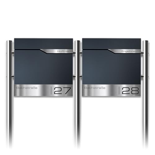 Metzler Standbriefkasten für Mehrfamilienhaus 2er in Anthrazit RAL 7016...