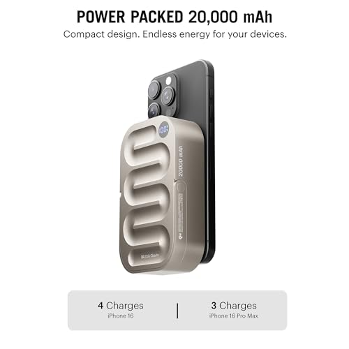 Image of DailyObjects Loop Qi2 Certified 20000 Mah Mag-Safe Compatible Aluminium Wireless Power Bank|Fast Charging| Compatible with Samsung /OnePlus /iPhone 12 /13 /14 /15 /16 /Pro Max|Retractable Stand (Titanium)