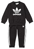 Tejido ligero adidas Crew Set Chándal, Unisex niños, Top:Black/White Bottom:Black/White, 6-9M
