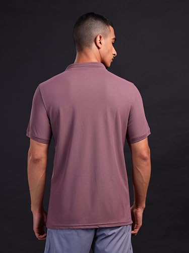 Image of TECHNOSPORT Men's Solid Slim Fit Polo Collar T-Shirt MATPIQ Half Sleeve Button Polyester for Gym Running Workout UPF50+ Anti Odour
