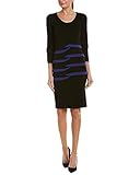 Nicole Miller Artelier Black/Blue Tidal Pleat Scoop Neck Dress, US Petite