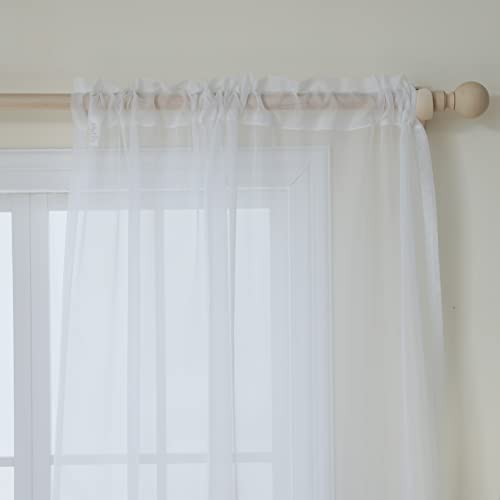 Nakitha White Sheer Curtains 84 Inches Long 2 Panels Set For Bedroom Living Room, Rod Pocket Light Filtering Window Drapes Treatments(W52 X L84) #TOP5