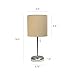 Simple Designs LT2044-TAN Brushed Steel Stick Table Desk Lamp with USB Charging Port and Drum Fabric Shade, Tan Shade