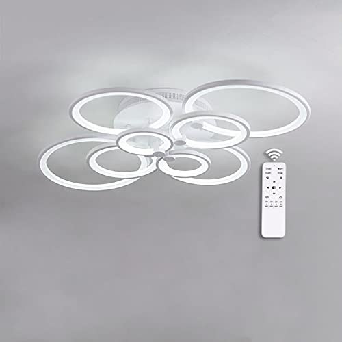 Luz de techo LED 34W regulable con mando de diseño moderno y 4 anillos para salón
