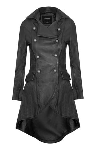 Women's Gothic Leather Edwardian Victorian Flare Coat