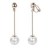 Yoursfs Pear Clip On Earrings For Women Wedding Dangle Non Pierced Earrings 18K Gold Plated Simple Pearl Drop Earrings