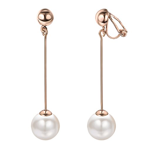 Yoursfs Long Bar Clip-ons Earrings for Women Gold Color Non Pierced Ears Simple Threader Earrings