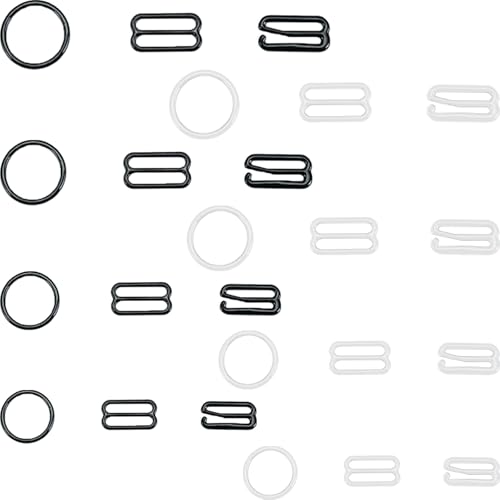 240 ganchos de correa de sujetador, clips de metal para correa de sujetador, kit de repuesto para bikini halter traje de baño, Negro, Talla única