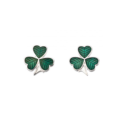 Silver Plate & Green Enamelware SHAMROCK Stud Earrings