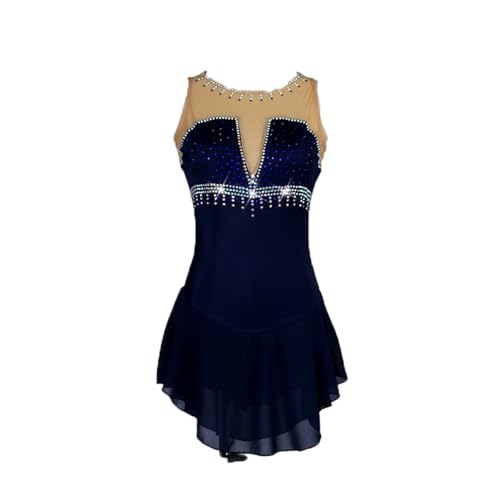 VVieer Vestido de patinação artística saia de malha azul gradiente sem mangas desempenho de competiç