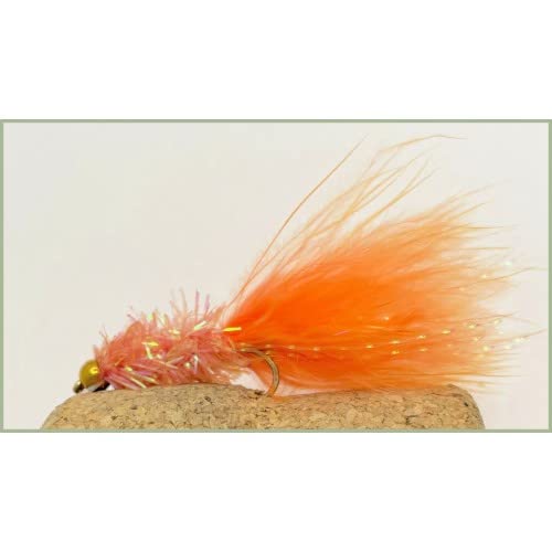12 pack of Goldhead Orange Fritz - Lures Fishing Flies. Size 10