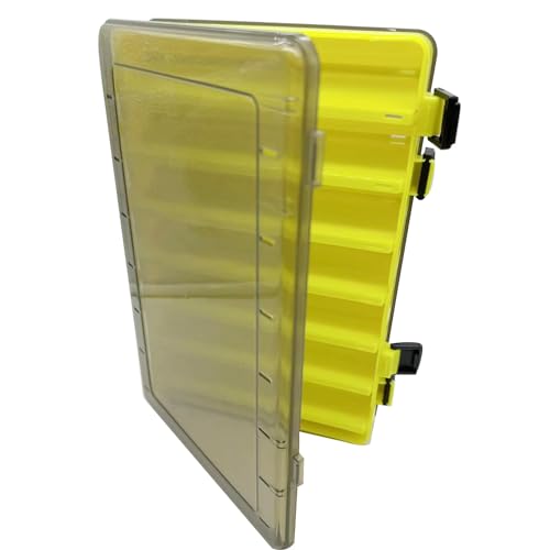 14 Compartments Double-Sided Visible Fishing Lure Hook Tackle Box Hard Plastic Orange/Yellow Container Box for Fishing Lures Hooks Jewelry Beads Earring (1pcs-yellow-14compartments)