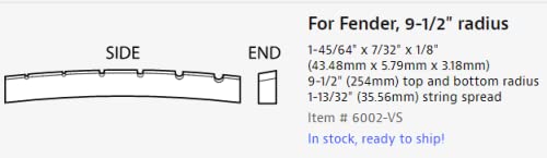 Stewmac Pre Slotted Unbleached Bone Guitar Nut, For Fender, 9-1/2" Radius (6002-Vs) #TOP1