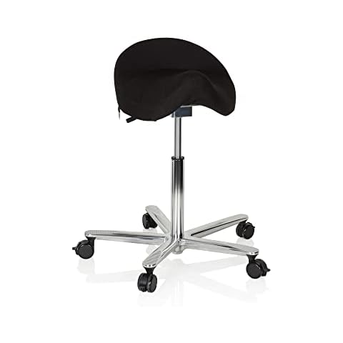 hjh OFFICE 608911 Arbeitshocker Move-TEC 3D PRO I Stoff Schwarz Sattelhocker Cover