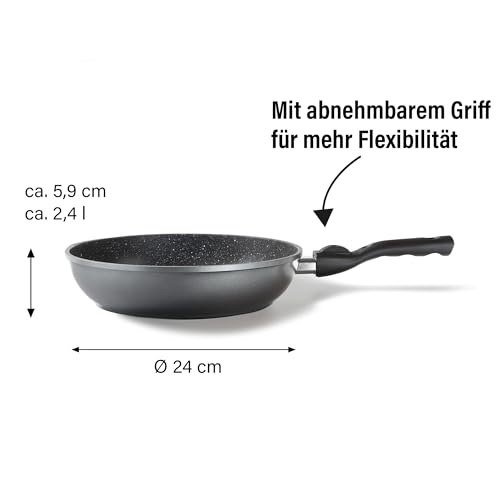 STONELINE Flex Made in Germany Schmorpfanne 24 cm, hoher Rand, mit abnehmbarem Griff, hohe Pfanne für öl- und fettfreies Braten… – Ansicht 6