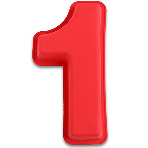 KOMUNJ Moule à gâteau avec chiffres en silicone - Grand format - Numéro 1 - Pour mariage, gâteau d'anniversaire Cover