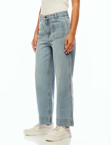 Image of INKD Premium Women's Wide Leg Denims - High Rise | 100% Cotton | Full Length Wide Leg Jeans for Woman|70's Style | Patch Pocket | 4 Pocket Styling | Jeans for Women