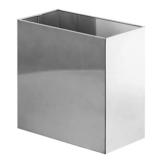 mDesign Small Steel Rectangular 2.4 Gallon/9.1 Liter Trash Can, Waste Basket for Bathroom, Bedroom, Home Office - Holds Garbage, Recycling, Household Items - Linn Collection - Chrome