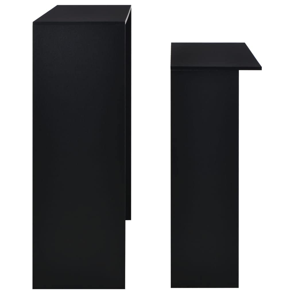vidaXL Mesa Alta Cocina Bar 3 Estantes Doble Plegable Mesita Elevada Moderna Desayuno Estanterías Mueble Auxiliar Barra Vino Bebida Despensa Negro
