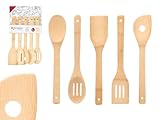 Set Utensilios de Cocina Madera de Bambú – Juego de 5 Accesorios de Cocina Originales para Menaje de Cocina Antiadherentes (Cuchara, Cucharones, Espatulas, Paleta,) o Set de 4 Accesorios. (5)