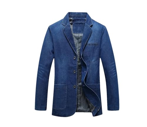 Men's Denim Blazer Male Jean Suit Jacket Coat Three Buttons Denim Outwear Casual Slim Denim Blazer