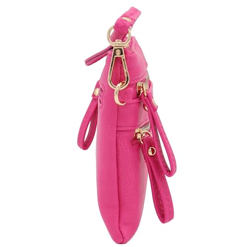 Image of FashionPuzzle Multi Zipper Pocket Small Wristlet Crossbody Bag