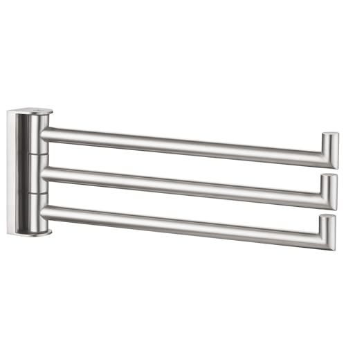 Angle Simple Soporte Giratorio para Toallas de Mano, 3 Barras de níquel Cepillado, Acero Inoxidable 304 para Montaje en Pared de baño
