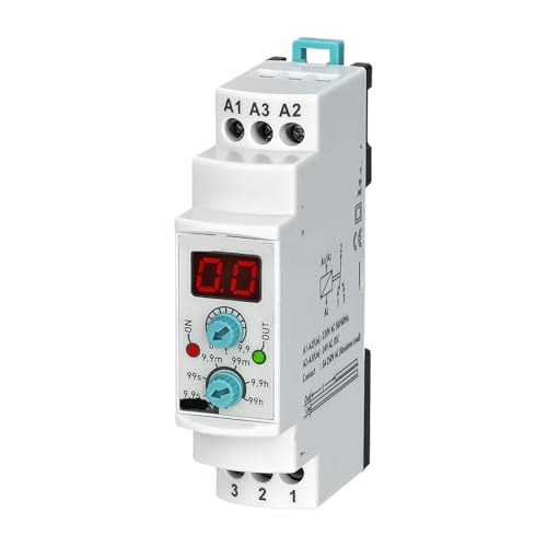 Relé de retardo multifunción digital DRV-08 para temporizar automatismos desde 0,1 segundos a 100 horas