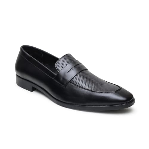 Image of HAYES LONDON Penny Loafers for Men | Genuine Leather Slip-on Shoes | Formal & Casual Comfort Footwear