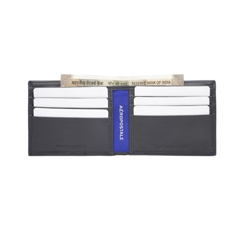 Image of Aeropostale Men's Global Coin Wallet PORUS - Navy | Durable Leather | Compact Design & Coin Pocket | Ideal for Gifting