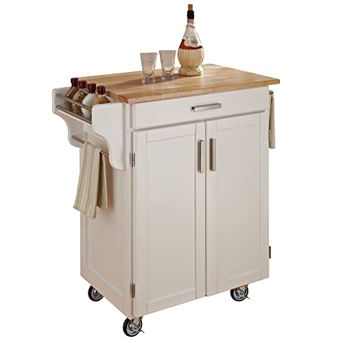 Homestyles Cuisine Kitchen Cart, Wood Top, 18.75 x 32.5 x 35.5 inches, Off White