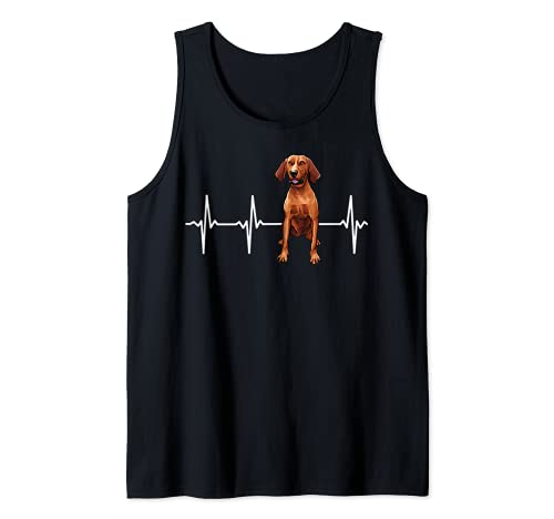 Redbone Coonhound Heartbeat Dog Lover Tank Top, Black, S