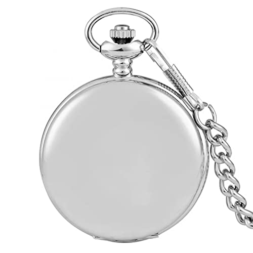 CNBPIC Retro Clip Fivela Corrente Quartzo Pocket Watch Polimento Pingente de Prata Pocket Clock Gift