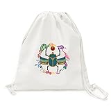 Beauty Gift Egipto Red yellow blue beetle atonism Bolso Cinch Plegable Vegetal Fruta Tela